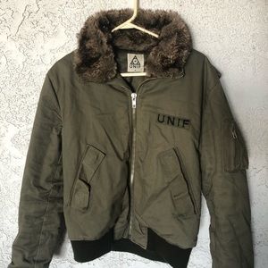 UNIF Faux Fur Collared Bomber